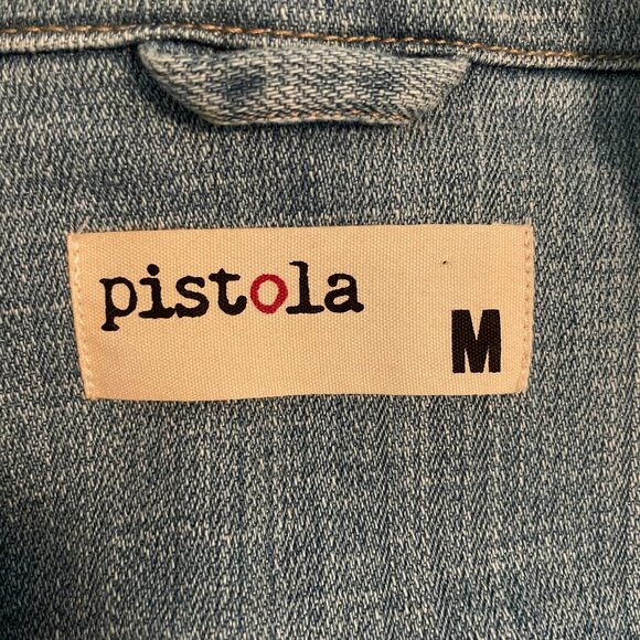Pistola Lightly Distressed Denim Jean Jacket Size Medium - Picture 4 of 5